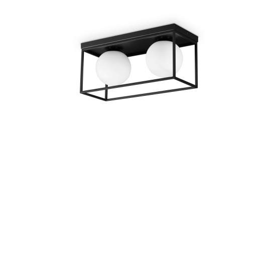 Plafoniera Contemporanea Lingotto Metallo Nero 2 Luci E14 28W Ip20 304137