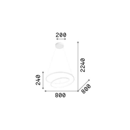 Sospensione Moderna Oz Metallo Ottone Led 55W 3000K Luce Calda D80 Dali 304595