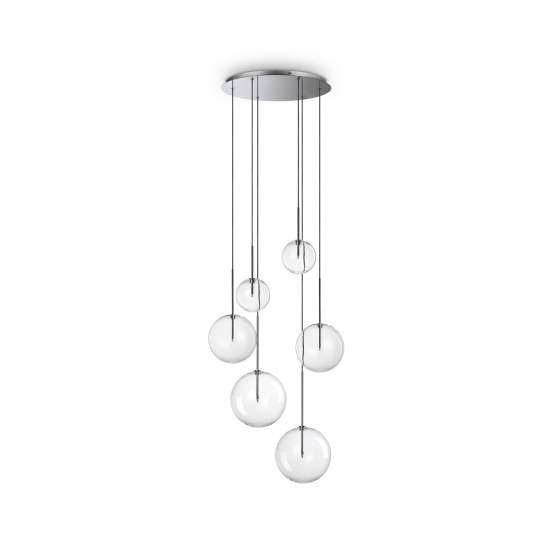 Lampadario A Sospensione Contemporaneo Equinoxe Metallo Cromo 6 Luci G4 2W Ip20 317250