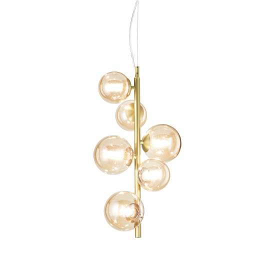 Lampadario A Sospensione Moderno Perlage Metallo Ottone 6 Luci G9 15W 3000K 317793