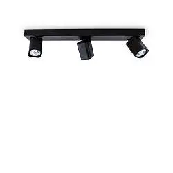 Spot Contemporaneo Rudy Alluminio Nero 3 Luci Gu10 35W 3000K Ip20