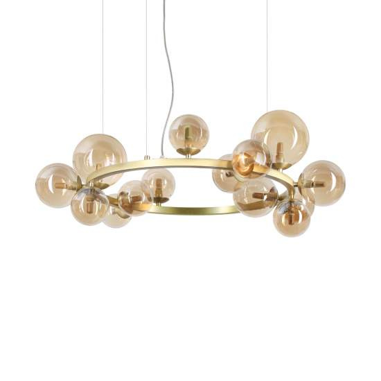 Lampadario A Sospensione Moderno Perlage Metallo Ottone 14 Luci G9 15W 3000K 322797