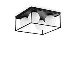 Plafoniera Contemporanea Lingotto Metallo Nero 4 Luci E14 28W Ip20