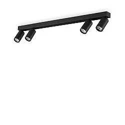 Plafoniera Contemporanea Profilo Metallo Nero 4 Luci Gu10 28W 3000K Ip20