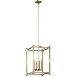 Lampadario Contemporaneo Cayden Acciaio Ottone Naturale 4 Luci E14 IP20