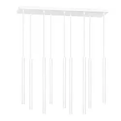 Lampadario 9 Luci Moderno Shu Acciaio Bianco E Paralumi A Cilindri Sottili