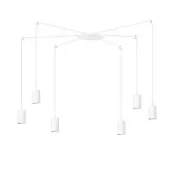 Sospensione A Ragno In Acciaio Bianco 6 Luci Tracker Con Cavo 3 Metri
