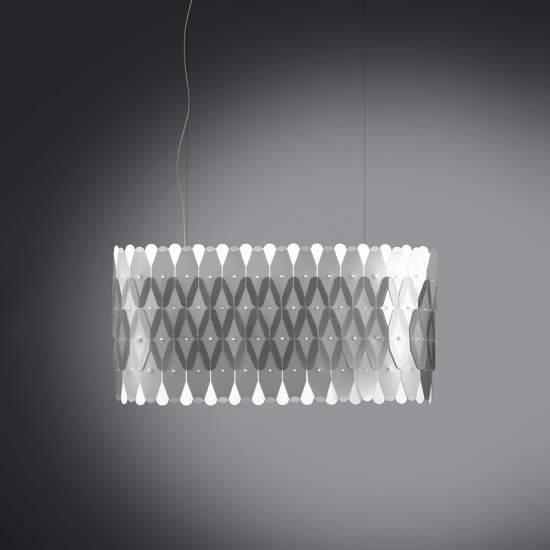 Sospensione Ovale Amanda 6 Luci In Polilux Silver D90 Made In Italy | Lampadari e Sospensioni | Luce Art Shop Sospensione Ovale Amanda 6 Luci In Polilux Silver D90 Made In Italy | Linea Zero