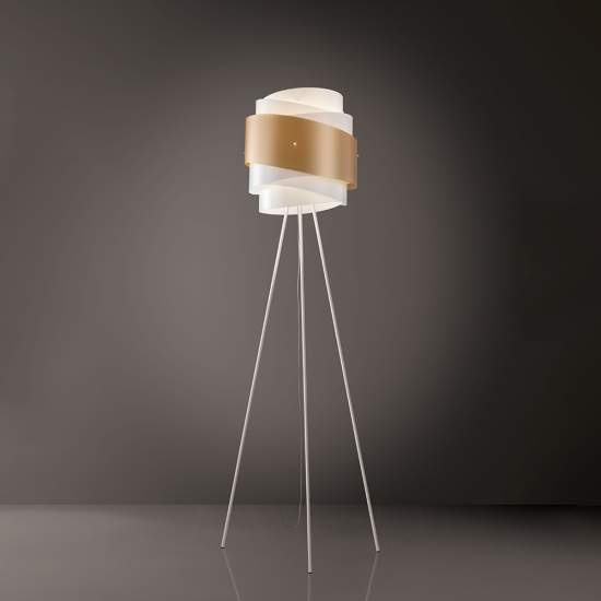 Lampada Da Terra Treppiedi 1 Luce Bea In Polilux Oro D40 Made In Italy | Linea Zero