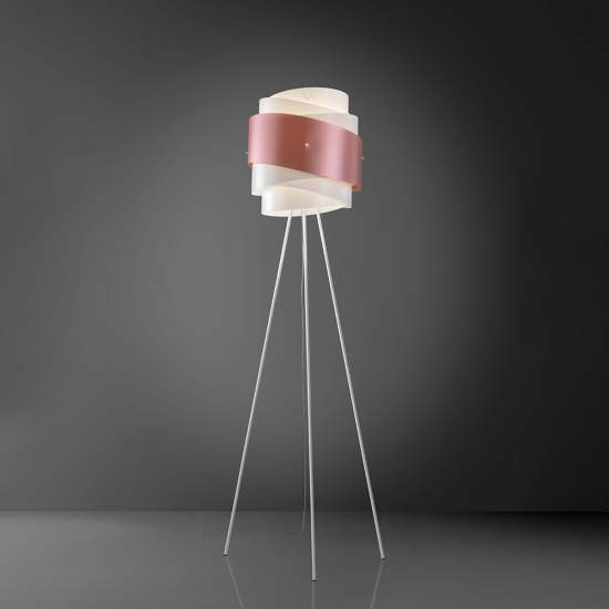 Lampada Da Terra Treppiedi 1 Luce Bea Polilux Rosa Metalllico D40 Made In Italy | Linea Zero