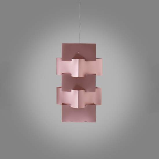 Sospensione Moderna 1 Luce Building In Polilux Rosa Metallico D60 Made In Italy | Linea Zero