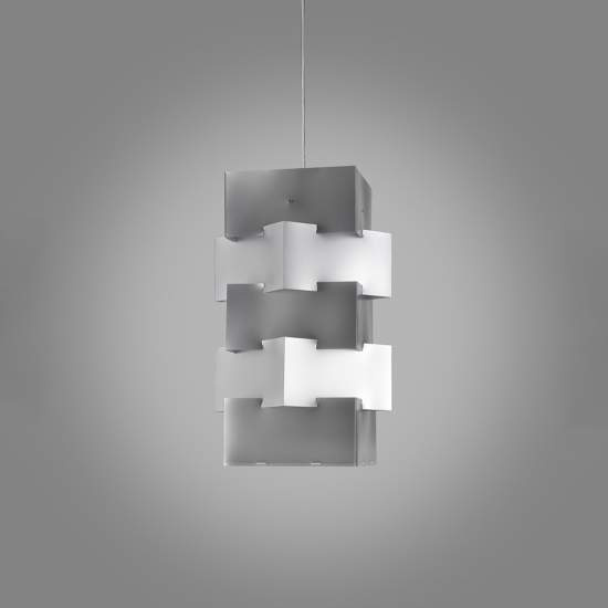 Sospensione Moderna 1 Luce Building In Polilux Silver D60 Made In Italy | Linea Zero