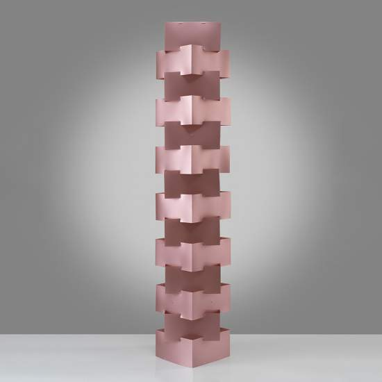 Lampada Da Terra Moderna 1 Luce Building In Polilux Rosa Metallico Made In Italy | Linea Zero