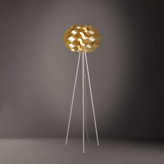 Lampada Da Terra Con Treppiede 1 Luce Cloud In Polilux Oro Made In Italy | Linea Zero