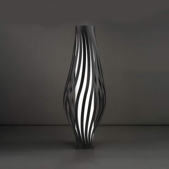 Lampada Da Terra Totem Dama Helios 1 Luce In Polilux Nero Made In Italy | Linea Zero