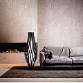 Lampada Da Terra Totem Dama Helios 1 Luce In Polilux Nero Made In Italy | Linea Zero