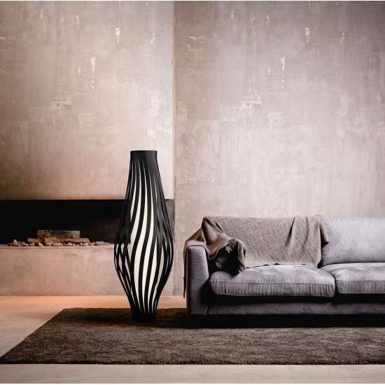 Lampada Da Terra Totem Dama Helios 1 Luce In Polilux Nero Made In Italy | Linea Zero