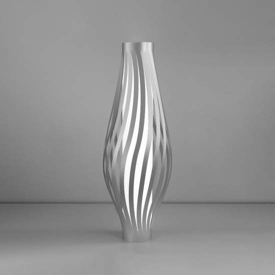 Lampada Da Terra Totem Dama Helios 1 Luce In Polilux Silver Made In Italy | Linea Zero