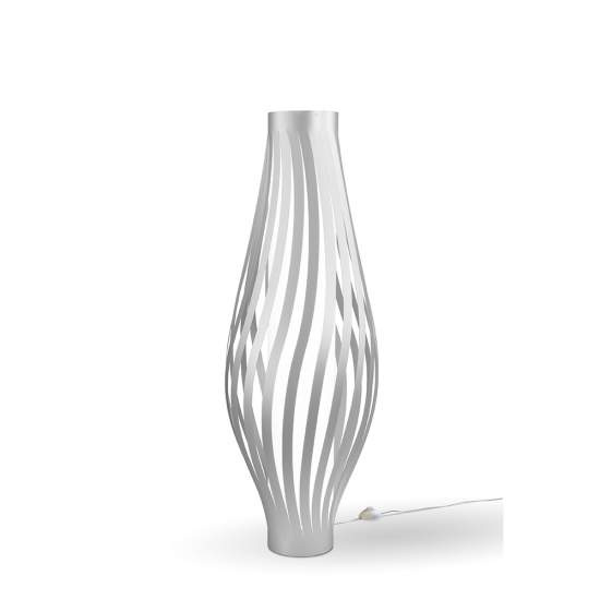 Lampada Da Terra Totem Dama Helios 1 Luce In Polilux Silver Made In Italy | Linea Zero