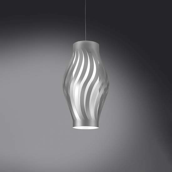 Sospensione Moderna 1 Luce Helios In Polilux Silver H40 Made In Italy | Linea Zero