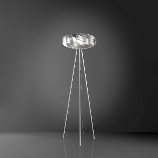 Lampada Da Terra Con Treppiede 1 Luce Flat In Polilux Silver Made In Italy | Linea Zero