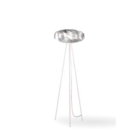 Lampada Da Terra Con Treppiede 1 Luce Flat In Polilux Silver Made In Italy | Linea Zero