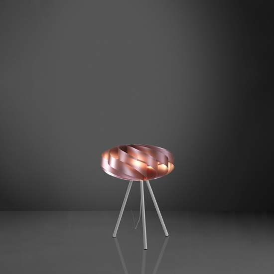 Lampada Da Tavolo Con Treppiede 1 Luce Flat Polilux Rosa Metallico Made In Italy | Linea Zero