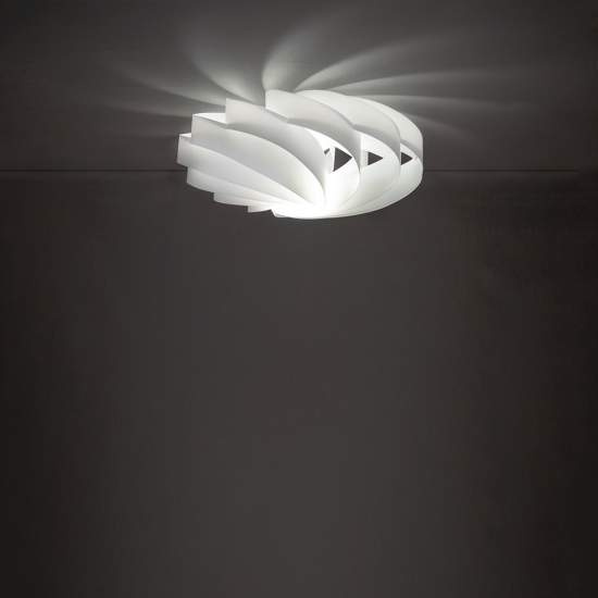 Plafoniera Moderna 5 Luci Flat In Polilux Bianco D100 Made In Italy | Linea Zero