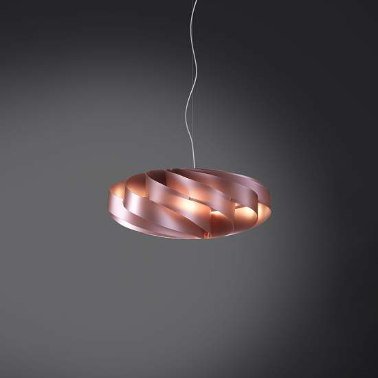 Sospensione Moderna 5 Luci Flat In Polilux Rosa Metallico D100 Made In Italy | Linea Zero