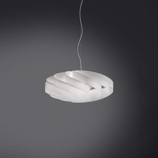 Sospensione Moderna 5 Luci Flat In Polilux Bianco D100 Made In Italy | Linea Zero