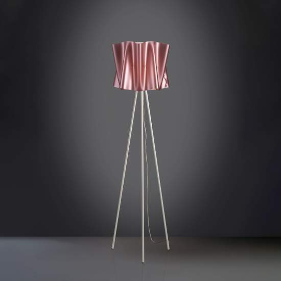 Lampada Da Terra Treppiede 1 Luce Folio In Polilux Rosa Metallico Made In Italy | Linea Zero