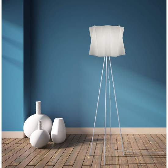 Lampada Da Terra Treppiede 1 Luce Folio In Polilux Bianco Made In Italy | Linea Zero