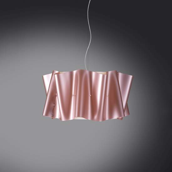 Sospensione Moderna A 5 Luci Folio In Polilux Rosa Metallico Made In Italy | Linea Zero