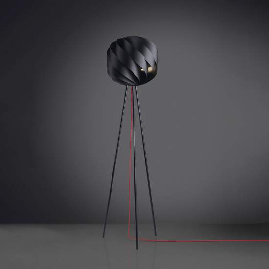 Lampada Da Terra Treppiede Globe 1 Luce In Polilux Nero D40 Made In Italy | Linea Zero
