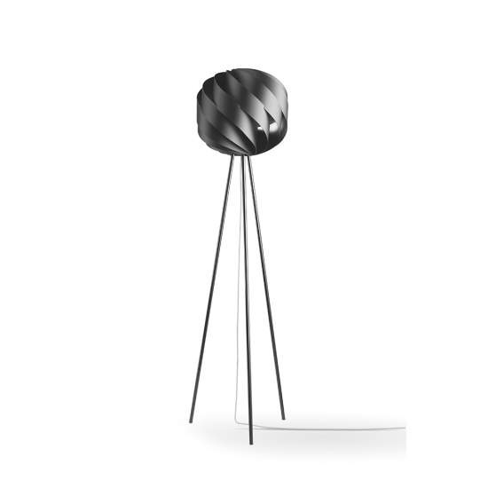 Lampada Da Terra Treppiede Globe 1 Luce In Polilux Nero D40 Made In Italy | Linea Zero