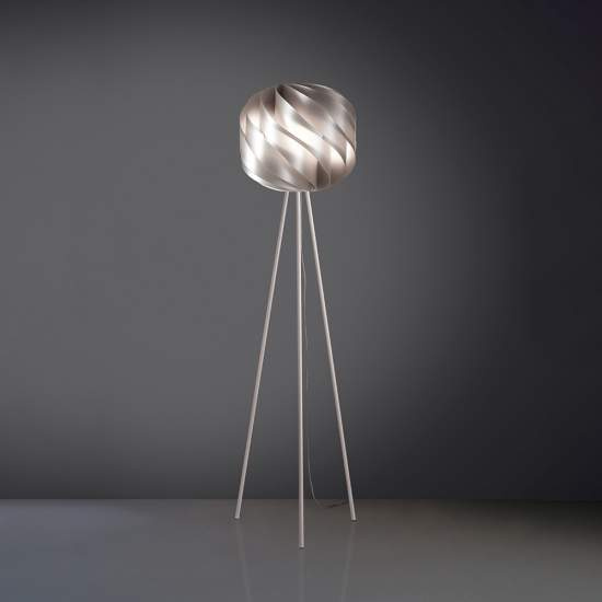 Lampada Da Terra Treppiede Globe 1 Luce In Polilux Silver D40 Made In Italy | Linea Zero