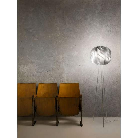 Lampada Da Terra Treppiede Globe 1 Luce In Polilux Silver D40 Made In Italy | Linea Zero