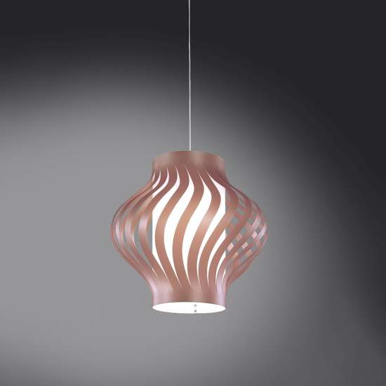 Sospensione Moderna 1 Luce Helios In Polilux Rosa Metallico H39 Made In Italy | Linea Zero