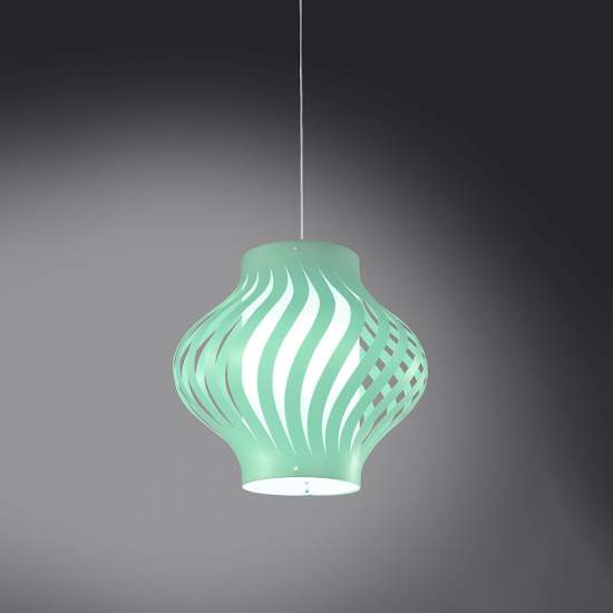 Sospensione Moderna 1 Luce Helios In Polilux Verde H39 Made In Italy | Linea Zero