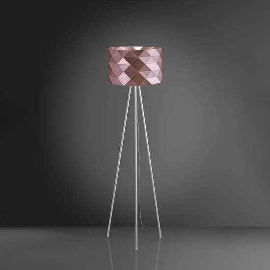 Lampada Da Terra Treppiede 1 Luce Prisma In Polilux Rosa Metallico H146 Made In Italy | Piantane - Lampade da Terra | Luce Art Shop Lampada Da Terra Treppiede 1 Luce Prisma In Polilux Rosa Metallico H146 Made In Italy | Linea Zero