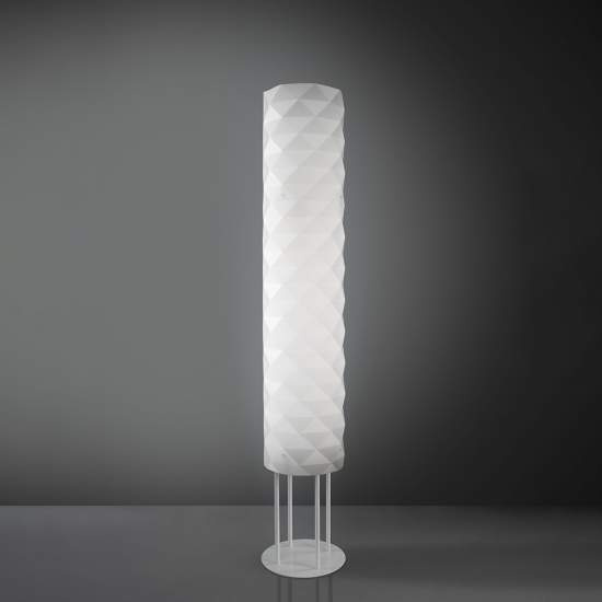 Lampada Da Terra Moderna 3 Luci Prisma In Polilux Bianco H155 Made In Italy | Linea Zero