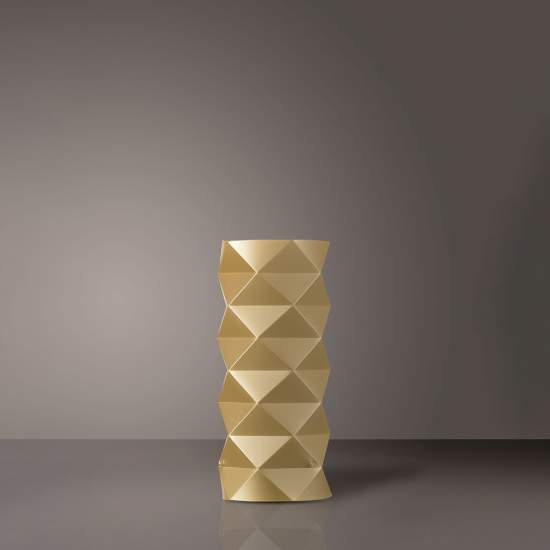 Lampada Da Tavolo Moderna 1 Luce Prisma In Polilux Oro H32 Made In Italy | Linea Zero