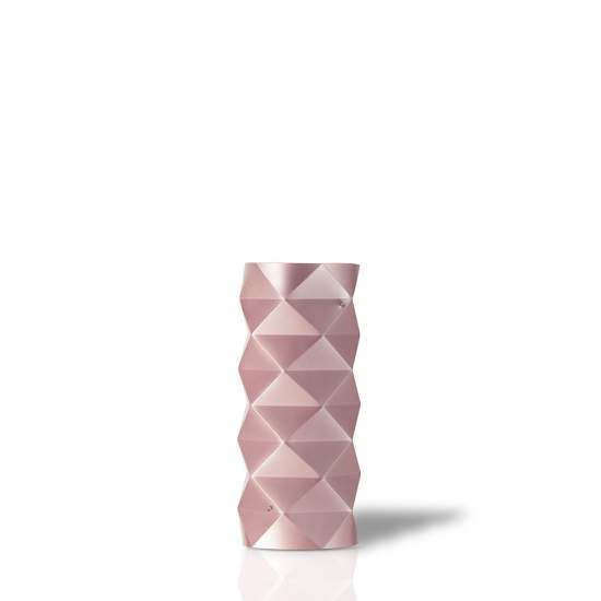 Lampada Da Tavolo Moderna 1 Luce Prisma Polilux Rosa Metallico H32 Made In Italy | Linea Zero