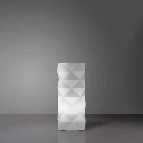 Lampada Da Tavolo Moderna 1 Luce Prisma In Polilux Bianco H32 Made In Italy | Linea Zero