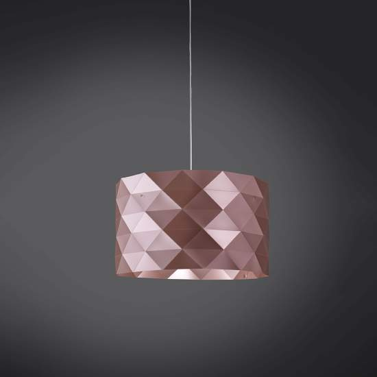 Sospensione Moderna 5 Luci Prisma In Polilux Rosa Metallico Made In Italy | Linea Zero