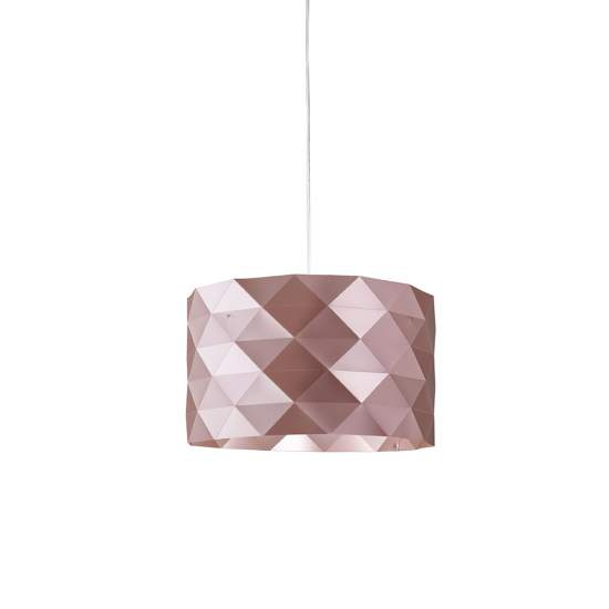 Sospensione Moderna 5 Luci Prisma In Polilux Rosa Metallico Made In Italy | Linea Zero