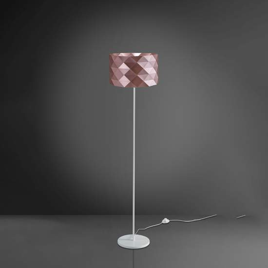 Lampada Da Terra Moderna 1 Luce Prisma In Polilux Rosa Metallico H153 Made In Italy | Linea Zero