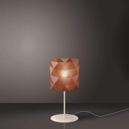 Lampada Da Tavolo Moderna 1 Luce Prisma In Polilux Rame H36 Made In Italy | Linea Zero