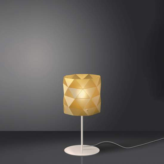 Lampada Da Tavolo Moderna 1 Luce Prisma In Polilux Oro H36 Made In Italy | Linea Zero