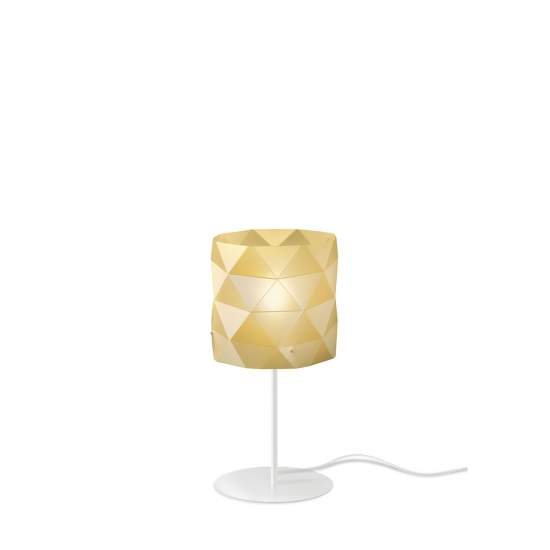 Lampada Da Tavolo Moderna 1 Luce Prisma In Polilux Oro H36 Made In Italy | Linea Zero